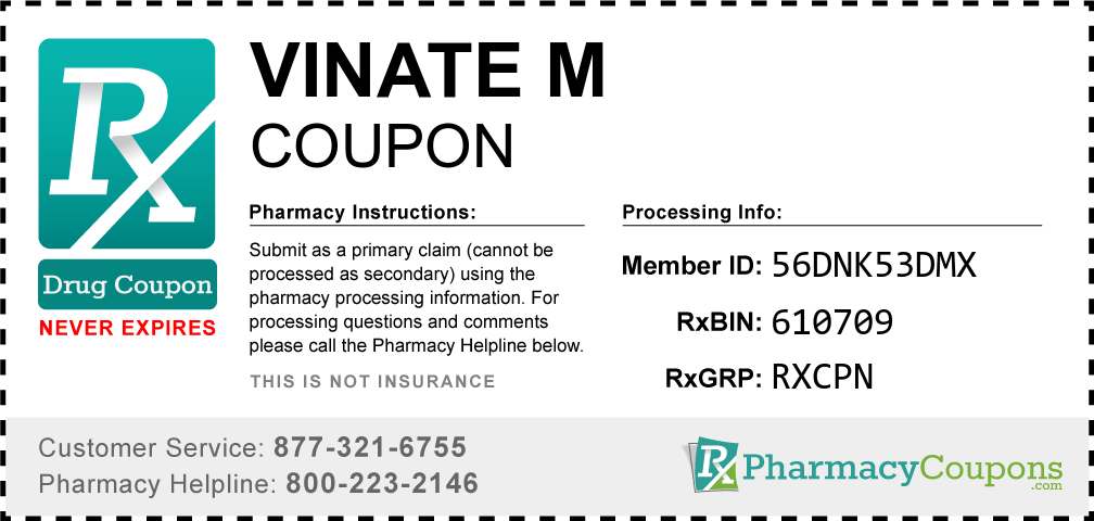 Vinate m Prescription Drug Coupon with Pharmacy Savings