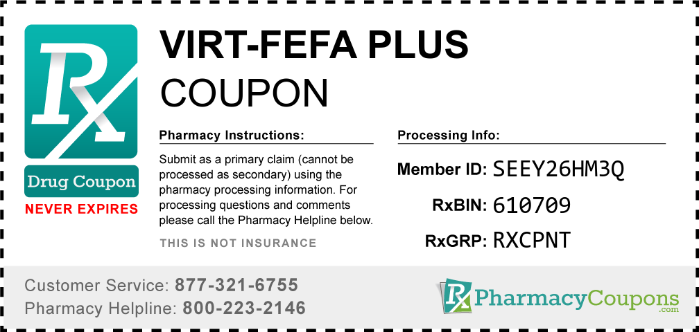 Virt-fefa plus Prescription Drug Coupon with Pharmacy Savings