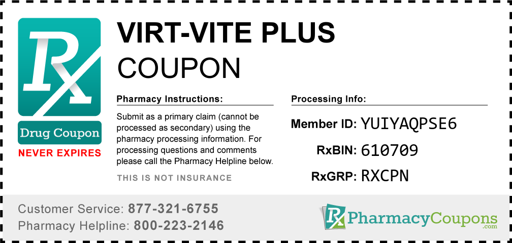 Virt-vite plus Prescription Drug Coupon with Pharmacy Savings