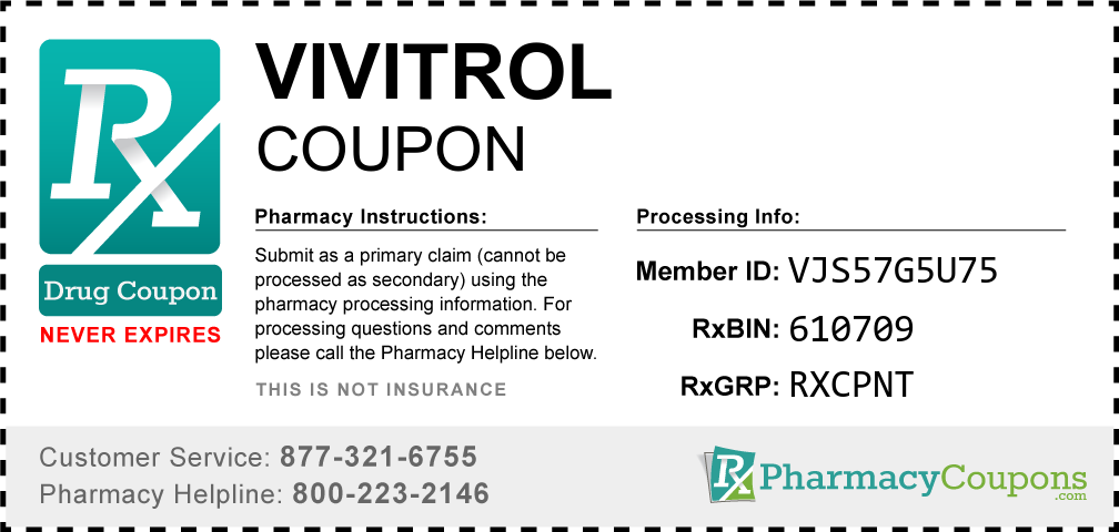 Vivitrol Prescription Drug Coupon with Pharmacy Savings