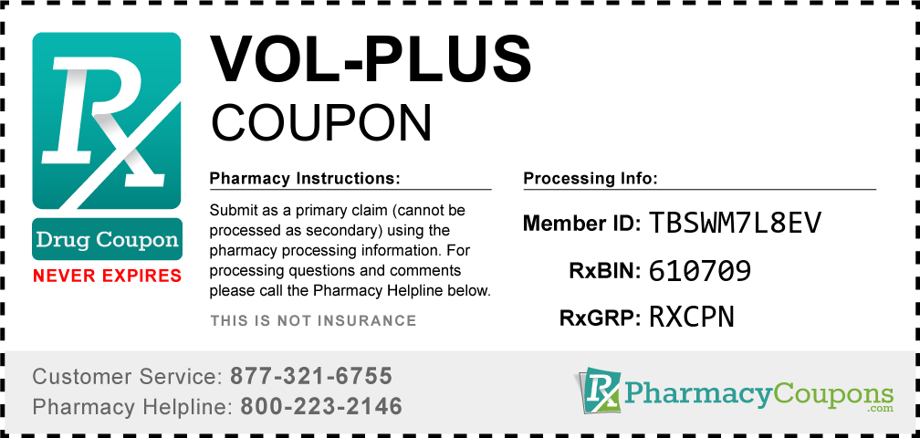 Vol-plus Prescription Drug Coupon with Pharmacy Savings