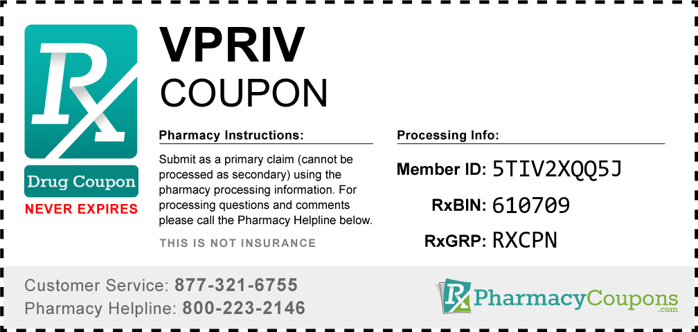 Vpriv Prescription Drug Coupon with Pharmacy Savings