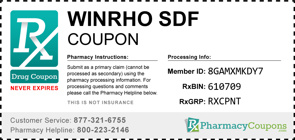 Winrho sdf Prescription Drug Coupon with Pharmacy Savings