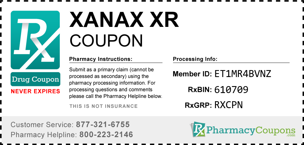 Xanax xr Prescription Drug Coupon with Pharmacy Savings