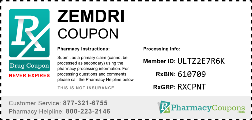 Zemdri Prescription Drug Coupon with Pharmacy Savings