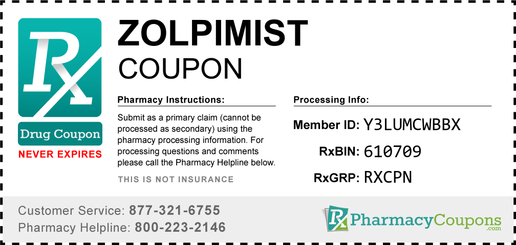 Zolpimist Prescription Drug Coupon with Pharmacy Savings